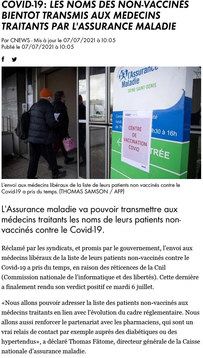 Screenshot 2021-07-07 al 10-59-08 Covid-19 i nomi dei non vaccinati presto da inviare ai medici curanti dall'Assicurazione [...]. Png