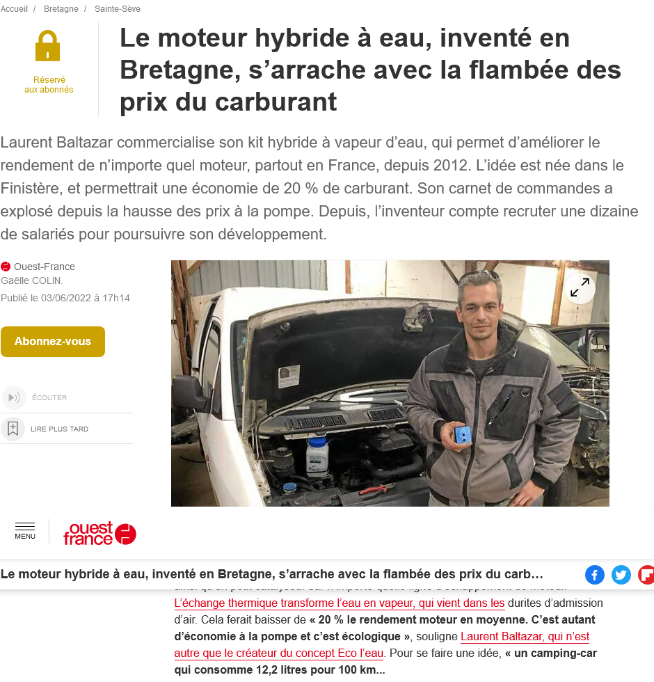 Screenshot 2022 am 06 Der in der Bretagne erfundene Hybrid-Wassermotor gerät unter die steigenden Kraftstoffpreise.png