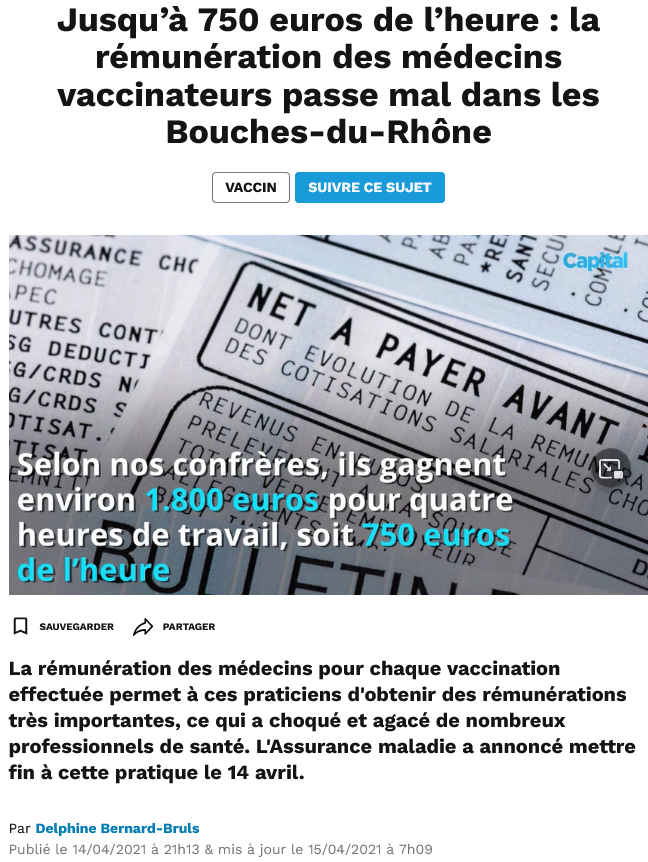 اسکرین شات 2022-08-22 در 16-05-32 تا 750 یورو در ساعت دستمزد پزشکان واکسینه شونده در Bouches-du-Rhône بد می شود.png