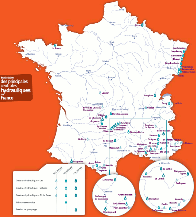 carte hydroélectricité en France