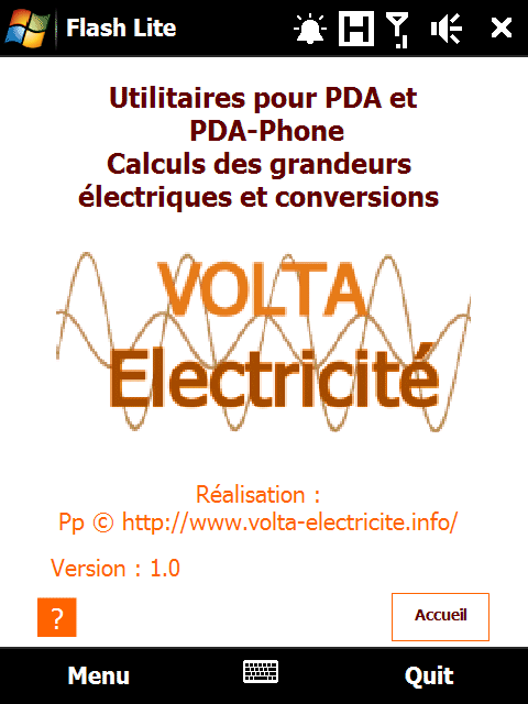 calculatrice électricité PDA